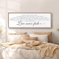 Love Never Fails Sign – 1 Corinthians 13 Print | Christian Wall Decor, Inspirational Scripture - Lumberwave Creations