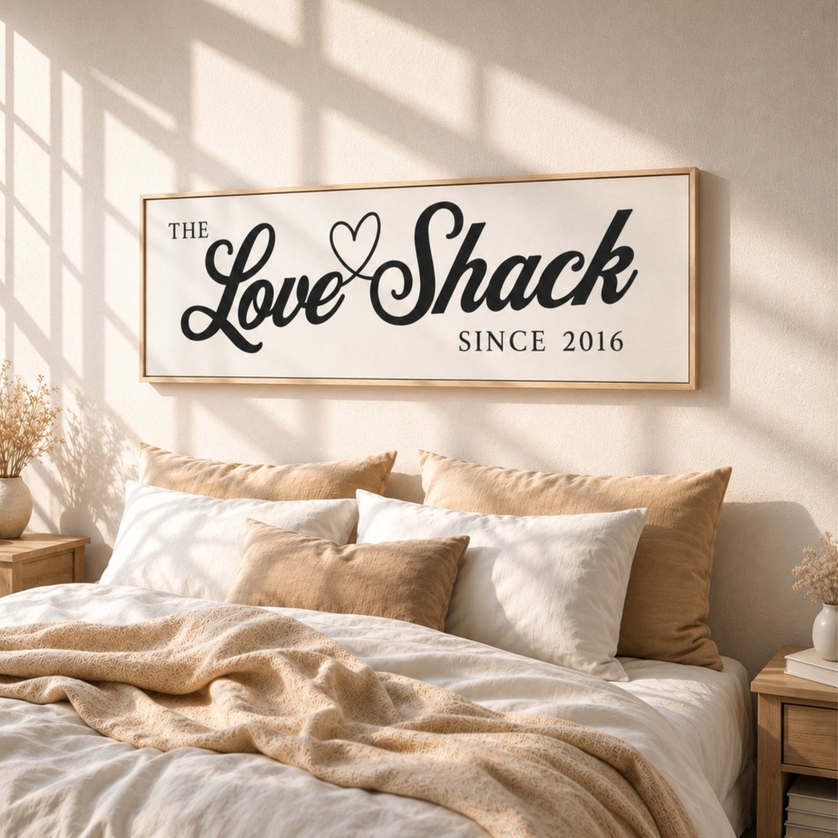 Love Shack Sign - Funny Master Bedroom Wall Decor | Personalized Romantic Bedroom Art Print - Lumberwave Creations