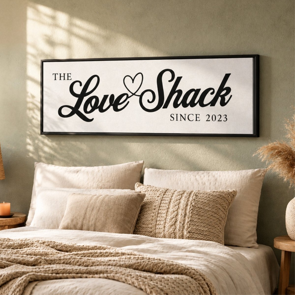 Love Shack Sign - Funny Master Bedroom Wall Decor | Personalized Romantic Bedroom Art Print - Lumberwave Creations