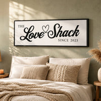 Love Shack Sign - Funny Master Bedroom Wall Decor | Personalized Romantic Bedroom Art Print - Lumberwave Creations