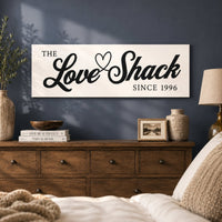 Love Shack Sign - Funny Master Bedroom Wall Decor | Personalized Romantic Bedroom Art Print - Lumberwave Creations