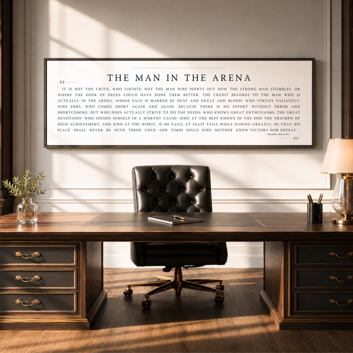 Man In Arena Print | Theodore Roosevelt Motivational Decor - Inspirational Quote Wall Art - Lumberwave Creations