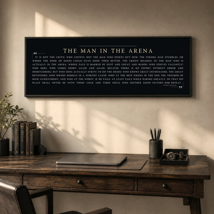 Man In The Arena Sign - Theodore Roosevelt Quote Motivational Office Wall Decor - Lumberwave Creations
