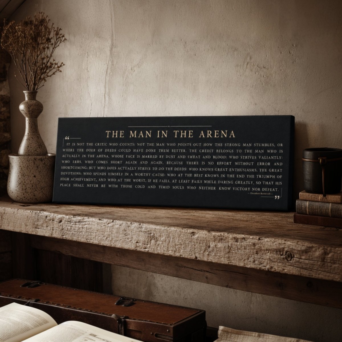 Man In The Arena Sign - Theodore Roosevelt Quote Motivational Office Wall Decor - Lumberwave Creations