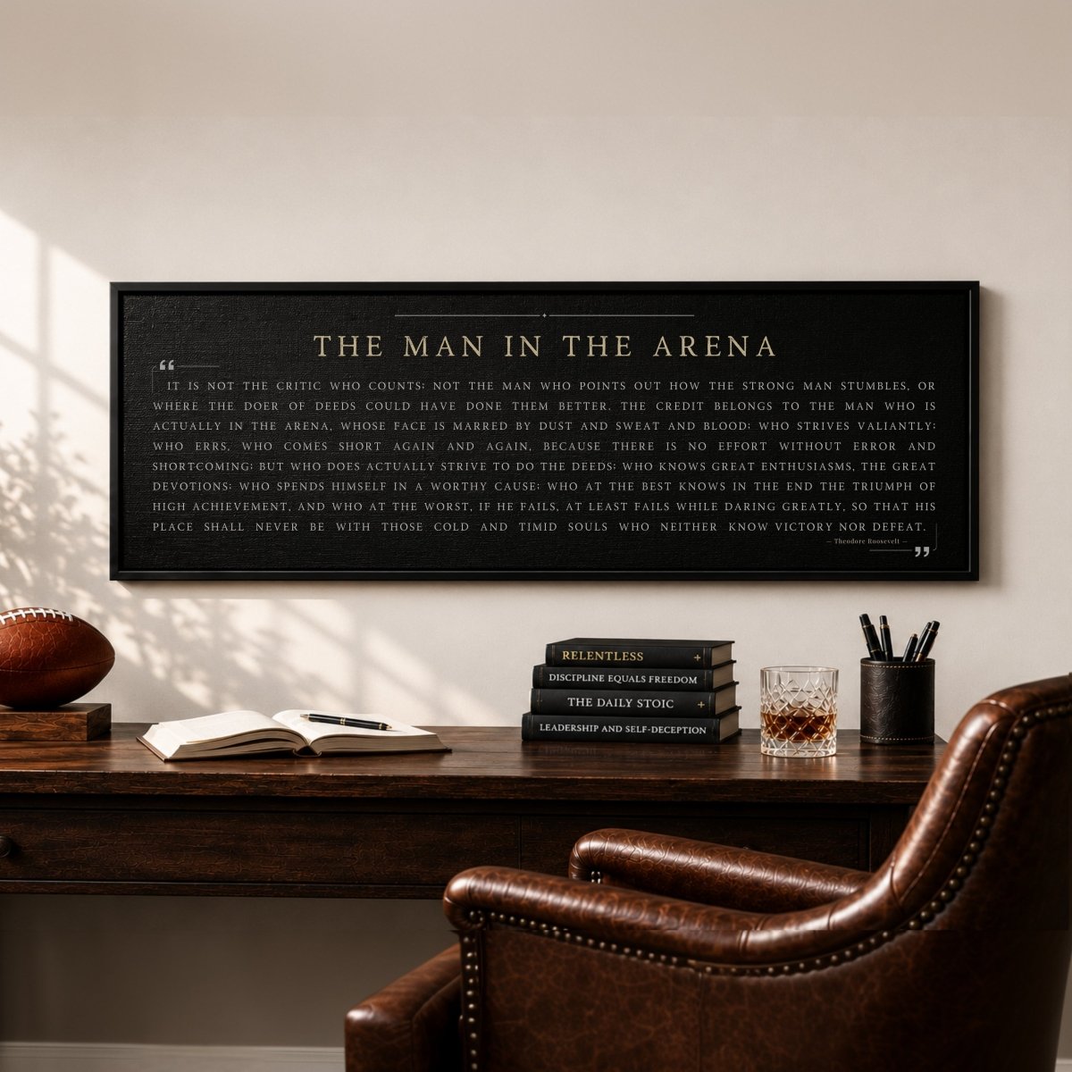 Man In The Arena Sign - Theodore Roosevelt Quote Motivational Office Wall Decor - Lumberwave Creations