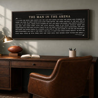 Man In The Arena Sign - Theodore Roosevelt Quote Motivational Office Wall Decor - Lumberwave Creations