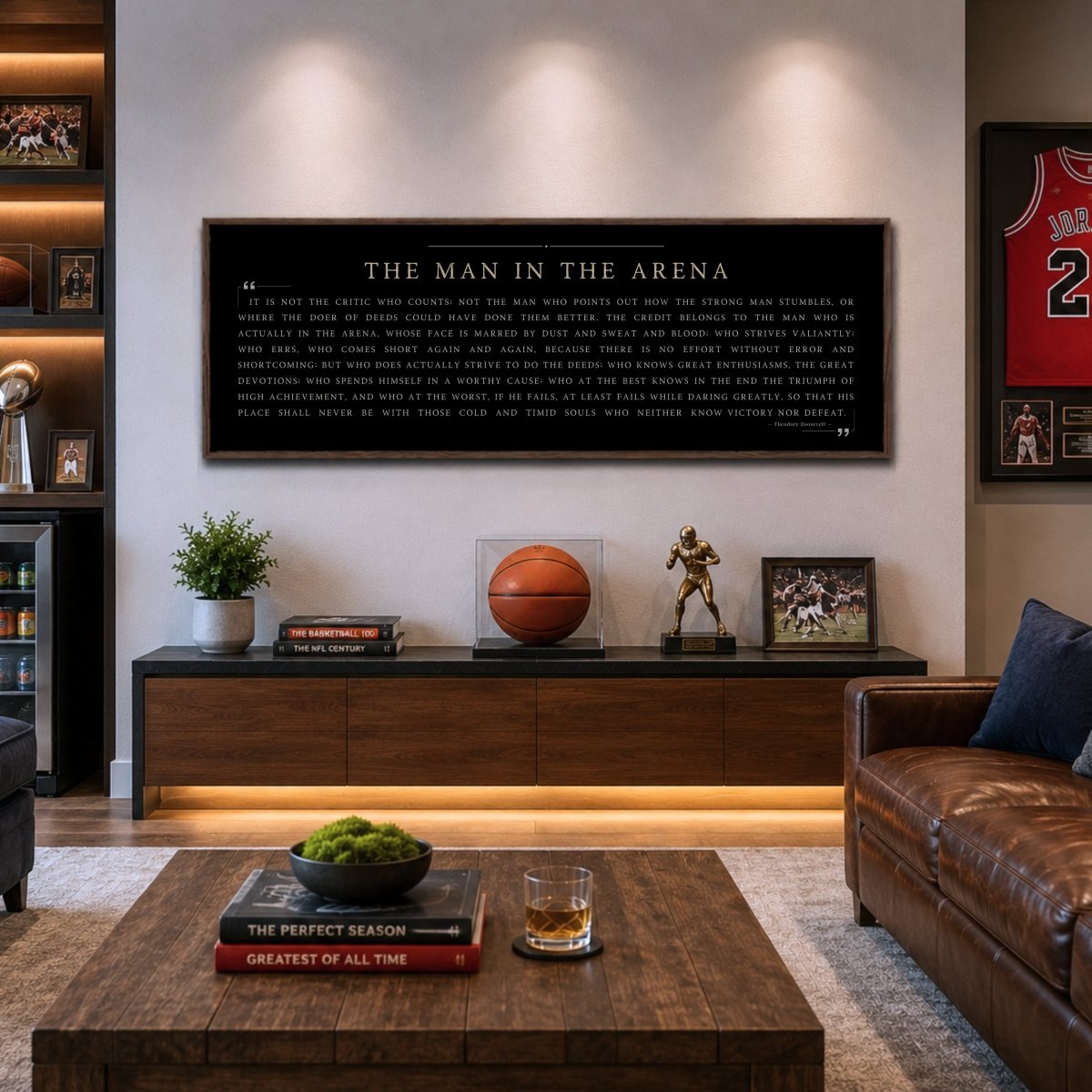 Man In The Arena Sign - Theodore Roosevelt Quote Motivational Office Wall Decor - Lumberwave Creations
