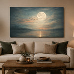 Moonlit Lake Wall Art, Full Moon Landscape Print, Nature Prints, Moody Lake House Decor - Lumberwave Creations