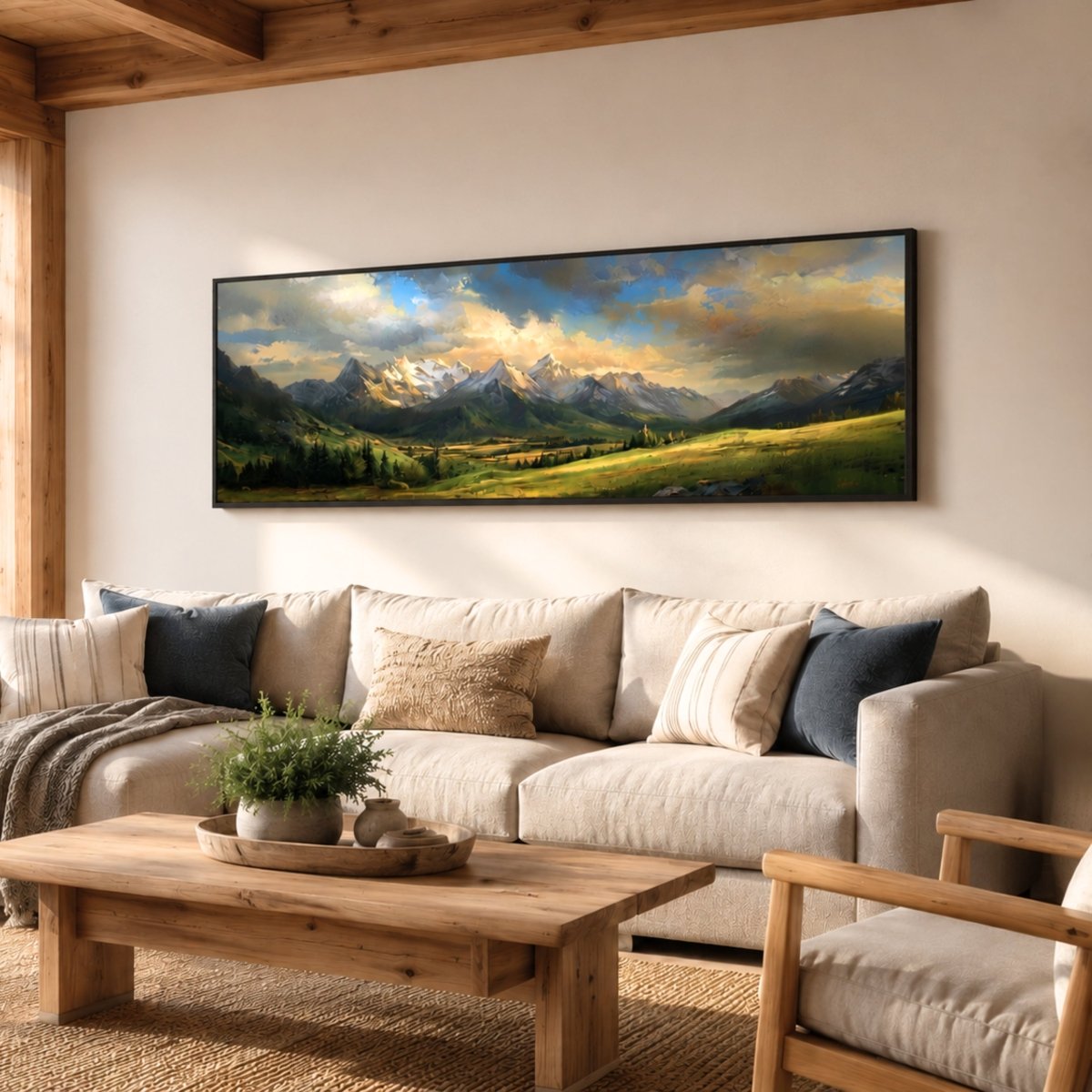 Nature Wall Art – Mountain Range Print | Rolling Green Hills Scenic Decor - Lumberwave Creations