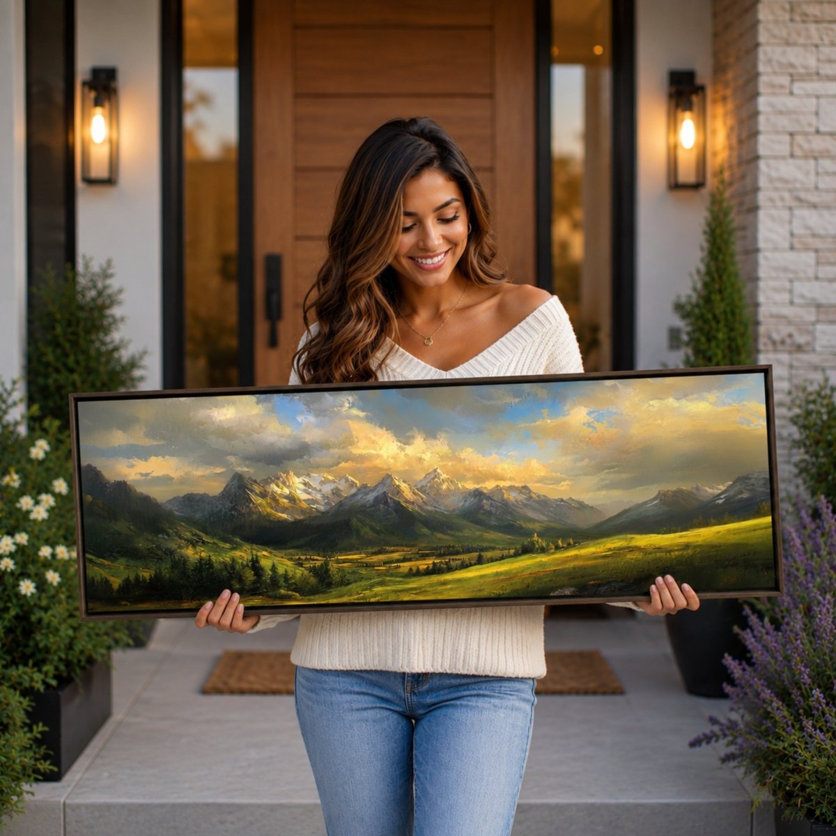 Nature Wall Art – Mountain Range Print | Rolling Green Hills Scenic Decor - Lumberwave Creations