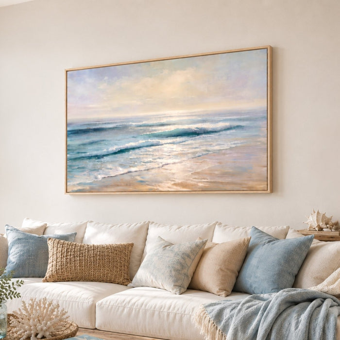 Ocean Waves Wall Art – Vintage Beach Print | Neutral Tone Coastal Decor - Lumberwave Creations