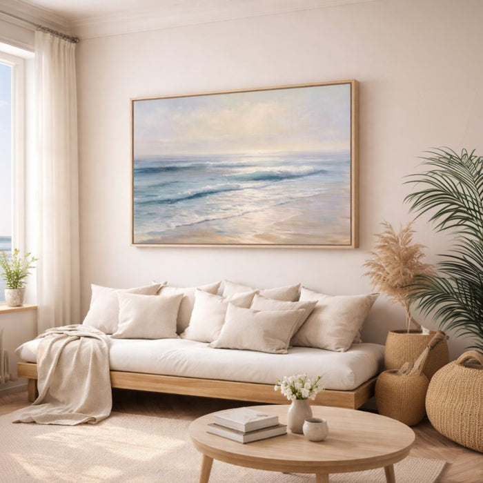Ocean Waves Wall Art – Vintage Beach Print | Neutral Tone Coastal Decor - Lumberwave Creations