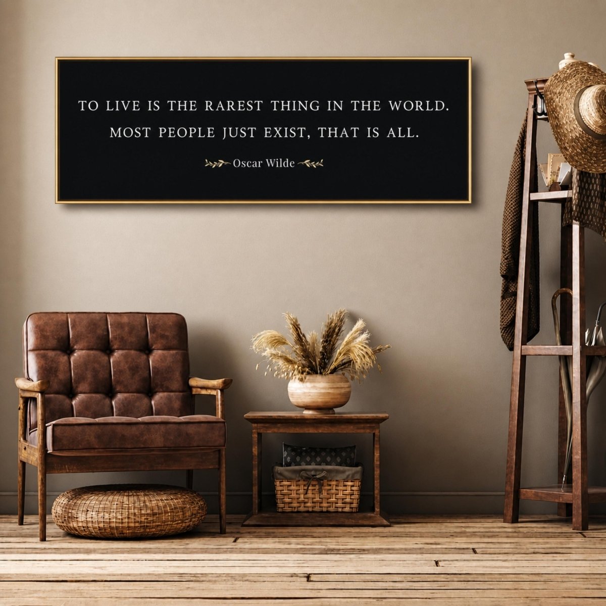 Oscar Wilde Quote Print, To Live Is The Rarest Thing Wall Art, Inspirational Literary Decor - Lumberwave Creations