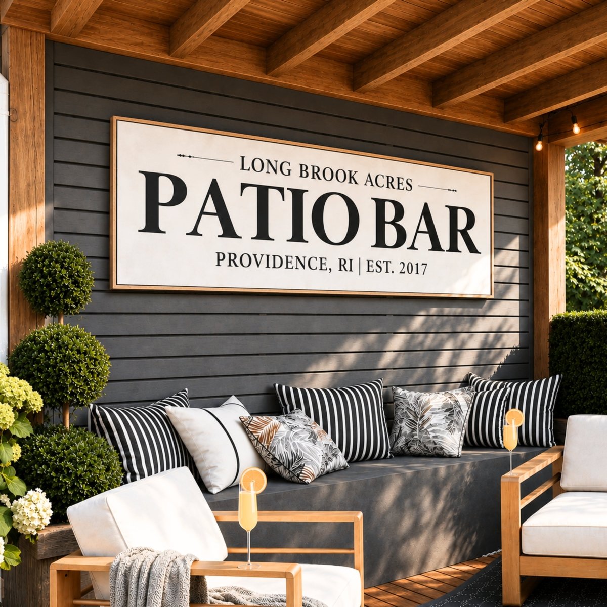 Patio Bar Sign - Custom Patio Sign & Backyard Wall Decor | Personalized Deck Print - Lumberwave Creations