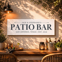 Patio Bar Sign - Custom Patio Sign & Backyard Wall Decor | Personalized Deck Print - Lumberwave Creations