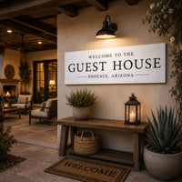 Personalized Guest House Sign – Cozy Welcome Guest Sign | Airbnb Entryway Wall Decor - Lumberwave Creations