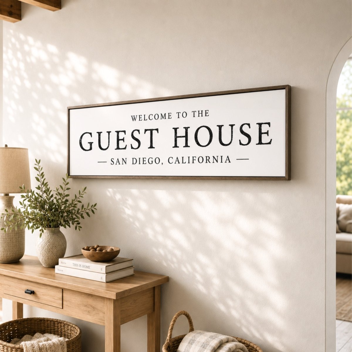 Personalized Guest House Sign – Cozy Welcome Guest Sign | Airbnb Entryway Wall Decor - Lumberwave Creations