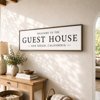 Personalized Guest House Sign – Cozy Welcome Guest Sign | Airbnb Entryway Wall Decor - Lumberwave Creations