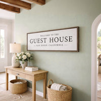 Personalized Guest House Sign – Cozy Welcome Guest Sign | Airbnb Entryway Wall Decor - Lumberwave Creations