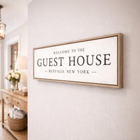 Personalized Guest House Sign – Cozy Welcome Guest Sign | Airbnb Entryway Wall Decor - Lumberwave Creations