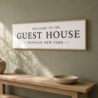 Personalized Guest House Sign – Cozy Welcome Guest Sign | Airbnb Entryway Wall Decor - Lumberwave Creations