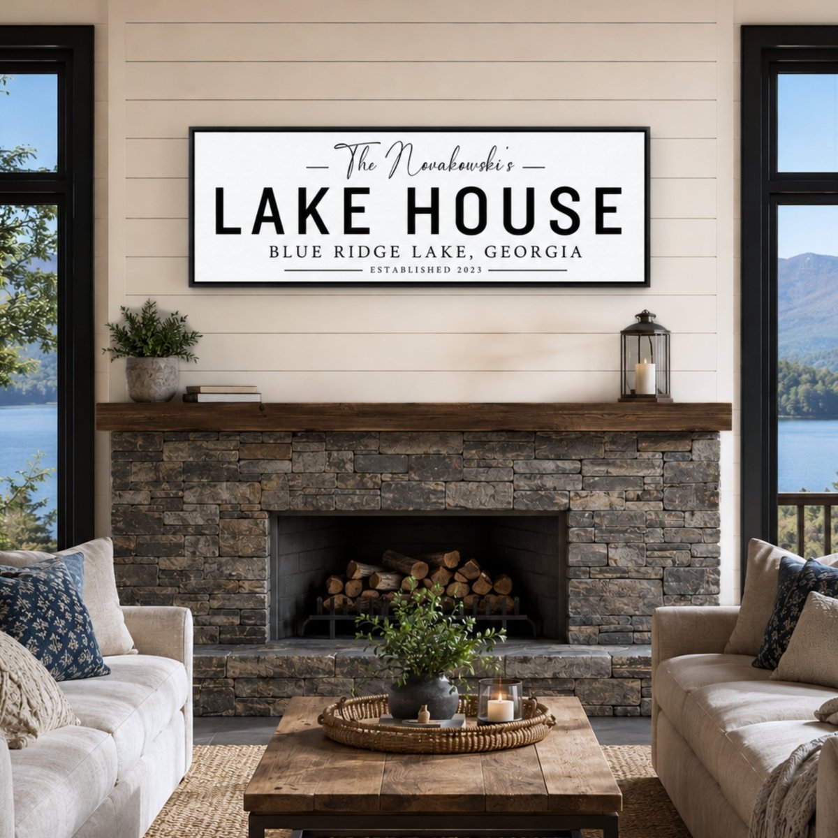 Personalized Lake House Sign - Custom Lake Sign & Cabin Wall Decor with Last Name - Lumberwave Creations