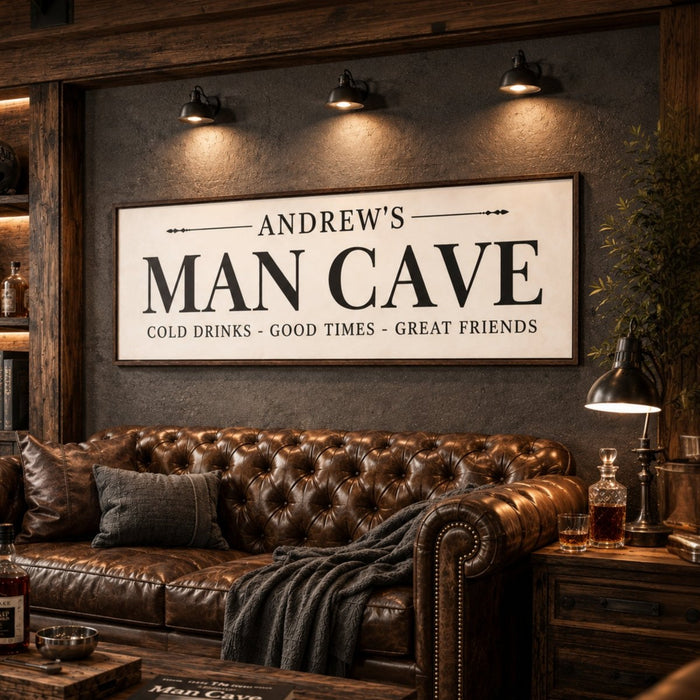 Personalized Man Cave Sign - Custom Home Bar Sign & Sports Room Wall Art - Lumberwave Creations