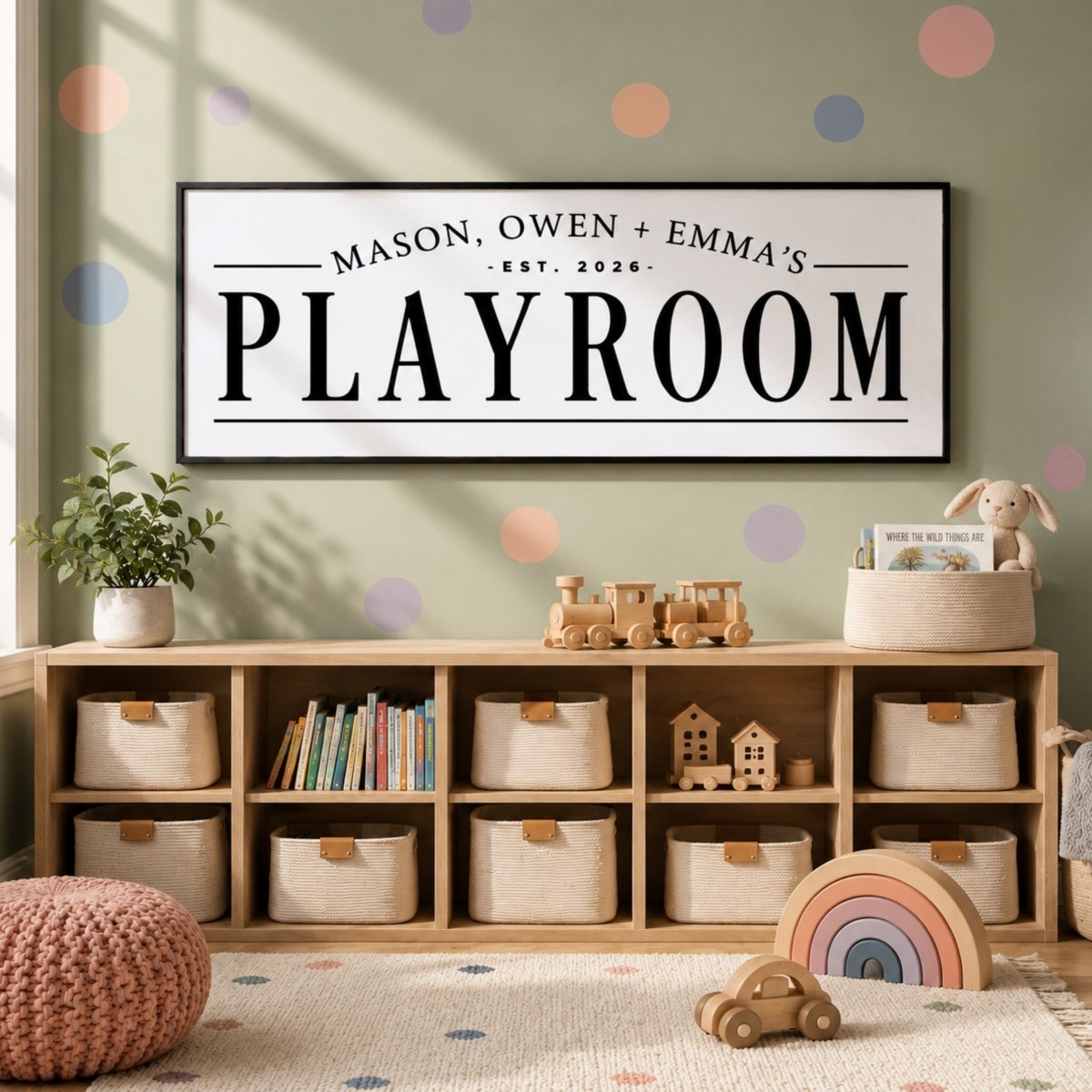 Personalized Playroom Sign – Custom Kids Wall Art & Children's Name Sign Decor - Lumberwave Creations