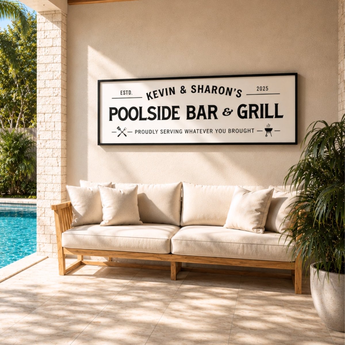 Personalized Poolside Bar and Grill Sign - Lumberwave Creations