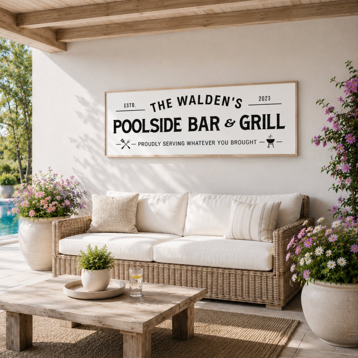 Personalized Poolside Bar and Grill Sign - Lumberwave Creations