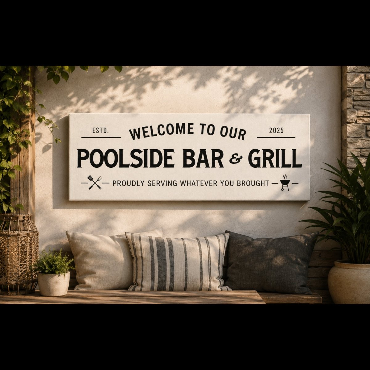 Personalized Poolside Bar and Grill Sign - Lumberwave Creations