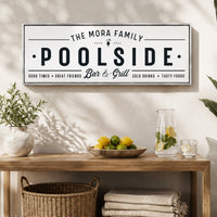 Personalized Poolside Bar and Grill Sign - Custom Patio Wall Decor & Backyard Bar Signs - Lumberwave Creations