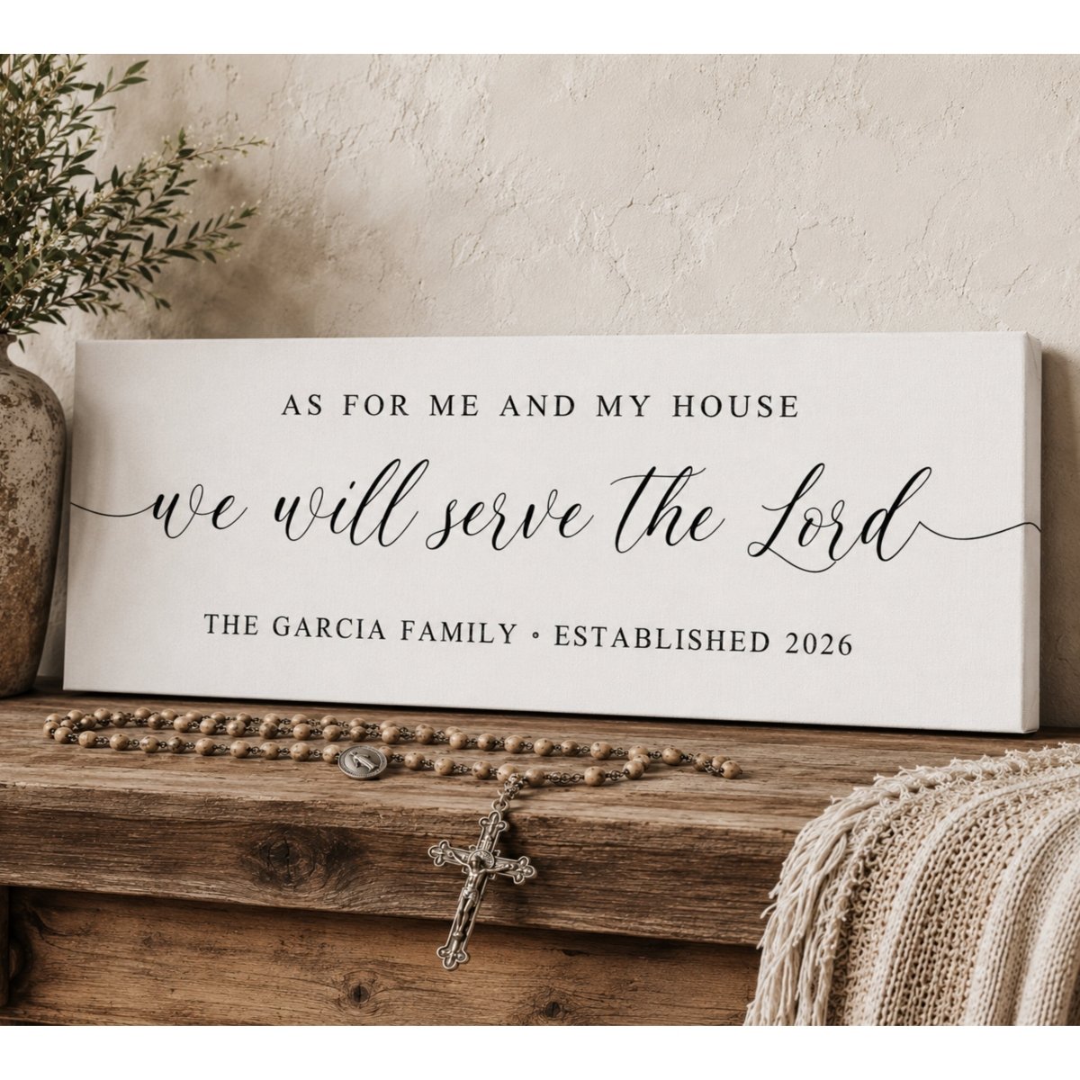 Personalized Scripture Sign - Serve The Lord Family Name Sign | Christian Wall Decor - Lumberwave Creations
