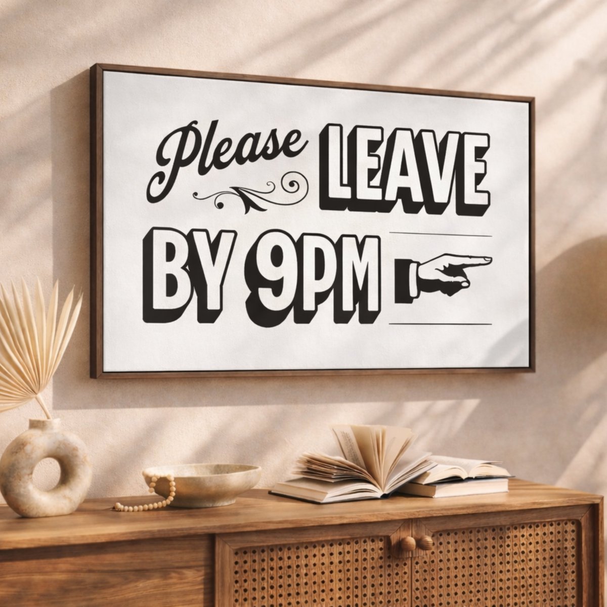 Please Leave By 9 Print - Eclectic Entryway Wall Decor | Retro Home Art - Lumberwave Creations