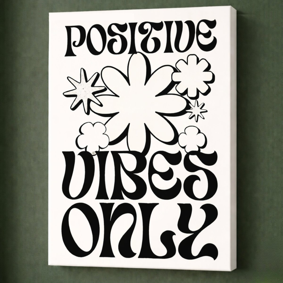 Positive Vibes Only Sign – Retro Wall Decor | Groovy Hippie Prints & Happy Quote - Lumberwave Creations