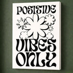 Positive Vibes Only Sign – Retro Wall Decor | Groovy Hippie Prints & Happy Quote - Lumberwave Creations