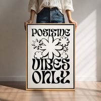 Positive Vibes Only Sign – Retro Wall Decor | Groovy Hippie Prints & Happy Quote - Lumberwave Creations