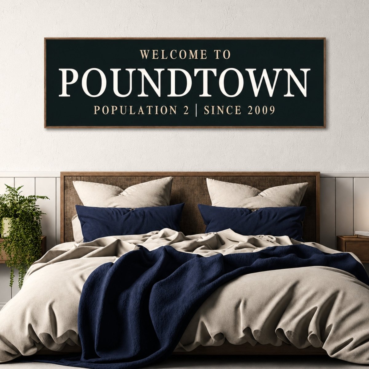 Poundtown Wall Decor - Funny Bedroom Sign | Personalized Master Bedroom Art Gift - Lumberwave Creations