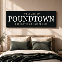 Poundtown Wall Decor - Funny Bedroom Sign | Personalized Master Bedroom Art Gift - Lumberwave Creations