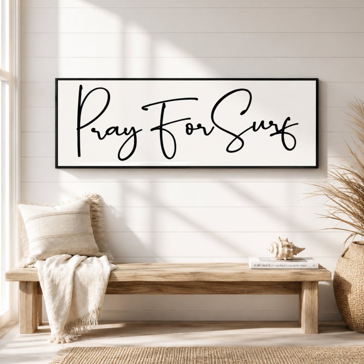 Pray For Surf Sign – Coastal Wall Art | Beach House Decor & Surfer Prints - Lumberwave Creations