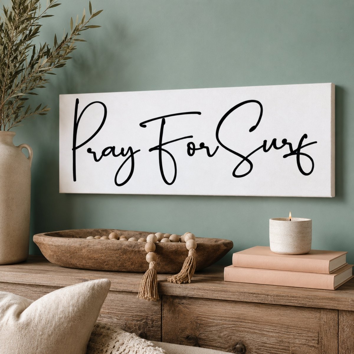 Pray For Surf Sign – Coastal Wall Art | Beach House Decor & Surfer Prints - Lumberwave Creations