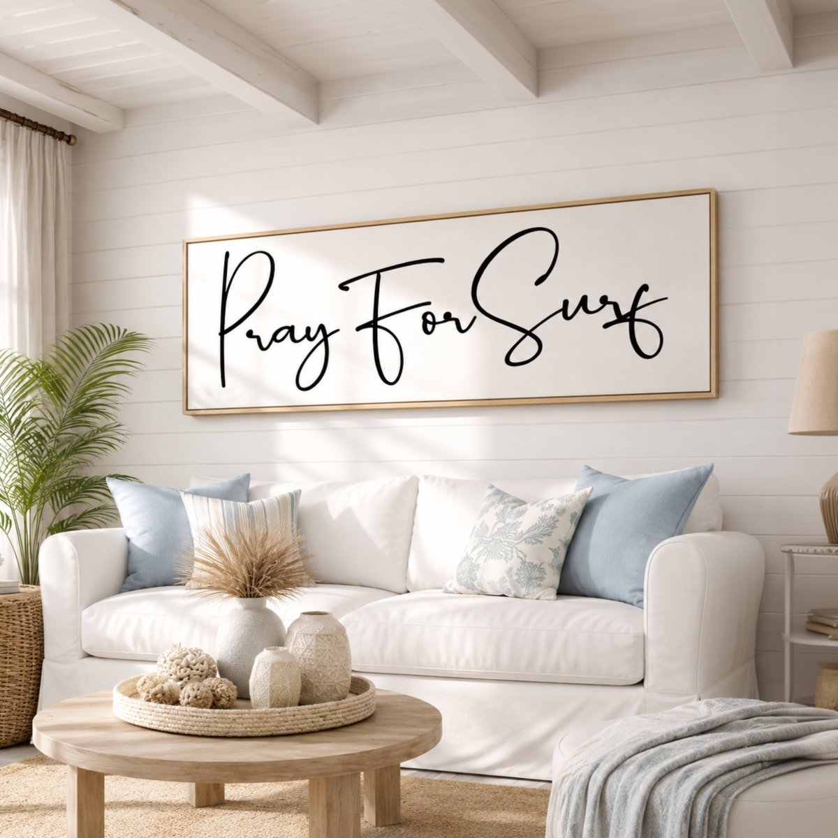 Pray For Surf Sign – Coastal Wall Art | Beach House Decor & Surfer Prints - Lumberwave Creations