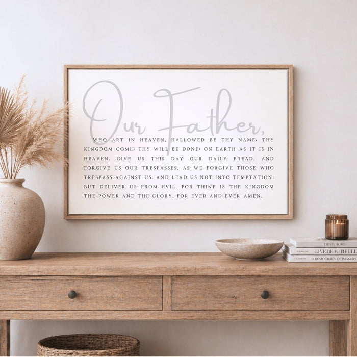 Prayer Sign | Our Father Prayer Print - Christian Wall Decor & Bible Verse Art - Lumberwave Creations