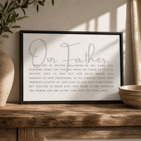 Prayer Sign | Our Father Prayer Print - Christian Wall Decor & Bible Verse Art - Lumberwave Creations