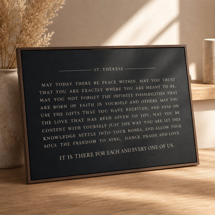 Prayer Wall Decor – Saint Therese Inspirational Sign with Peace Within Print - Lumberwave Creations
