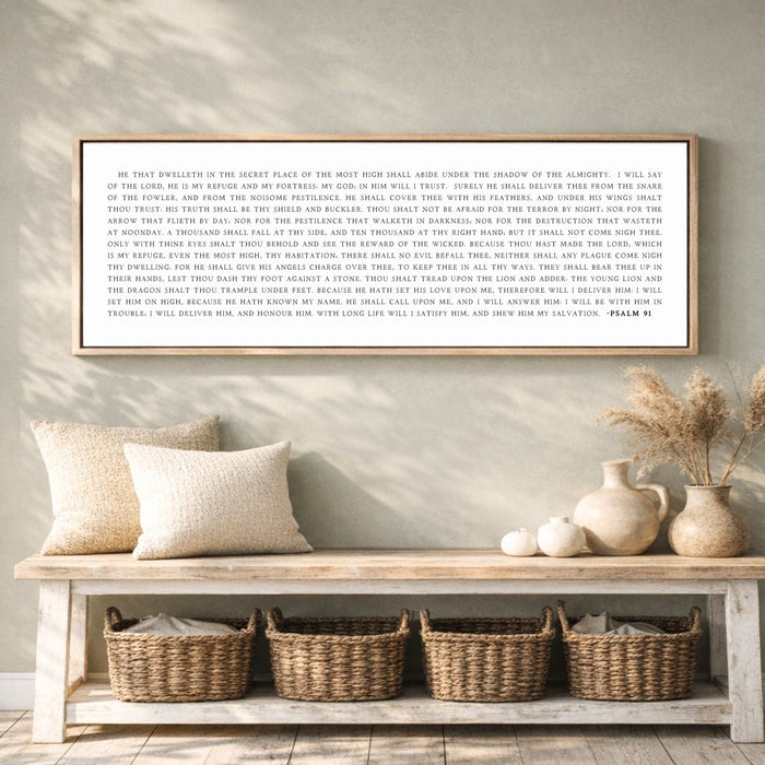 Psalm 91 Print - Christian Wall Art | Bible Verse Sign | He That Dwelleth Sign - Lumberwave Creations