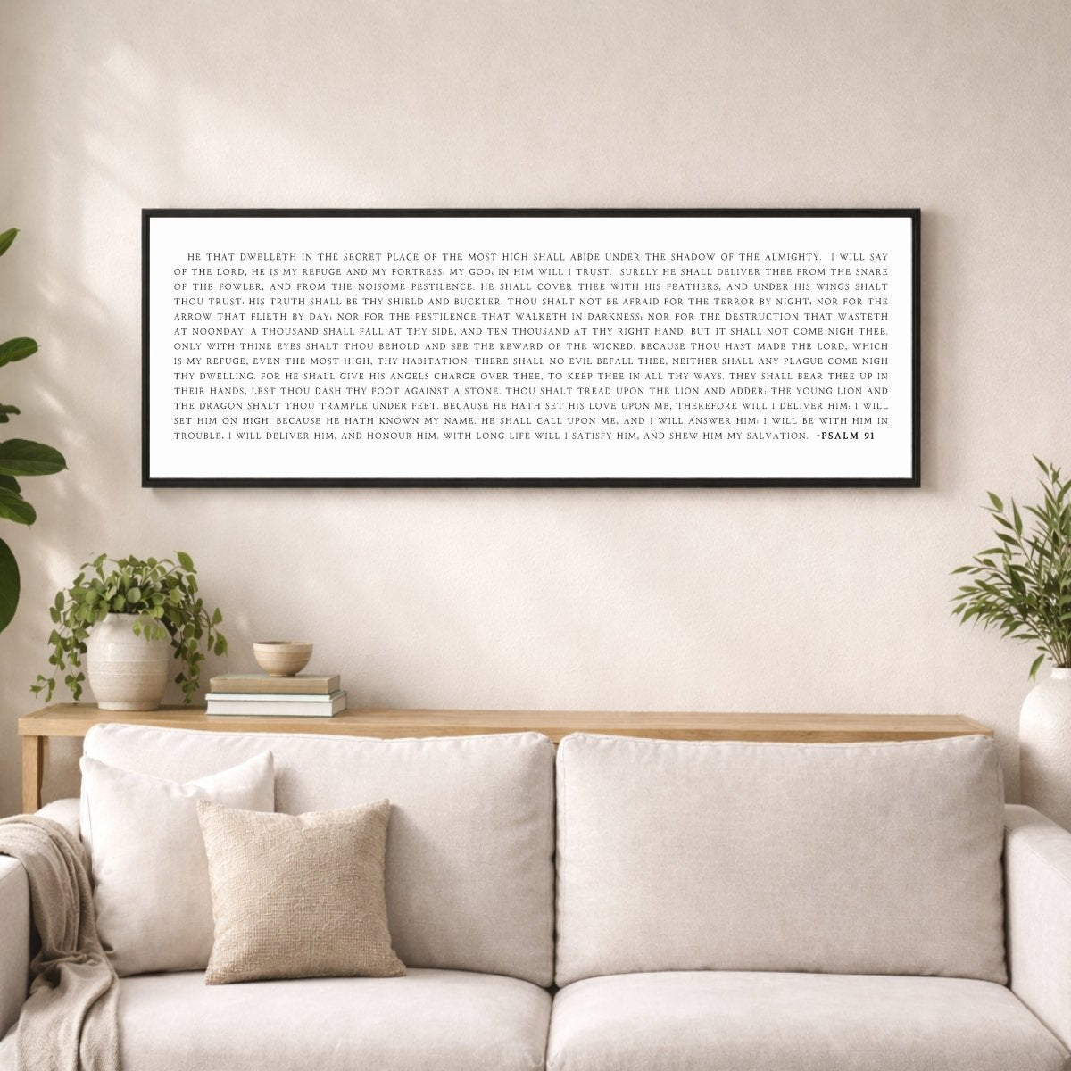 Psalm 91 Print - Christian Wall Art | Bible Verse Sign | He That Dwelleth Sign - Lumberwave Creations