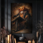 Pumpkin Head Print – Halloween Wall Decor | Gothic Dark Academia Art - Lumberwave Creations