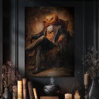 Pumpkin Head Print – Halloween Wall Decor | Gothic Dark Academia Art - Lumberwave Creations