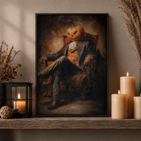 Pumpkin Head Print – Halloween Wall Decor | Gothic Dark Academia Art - Lumberwave Creations
